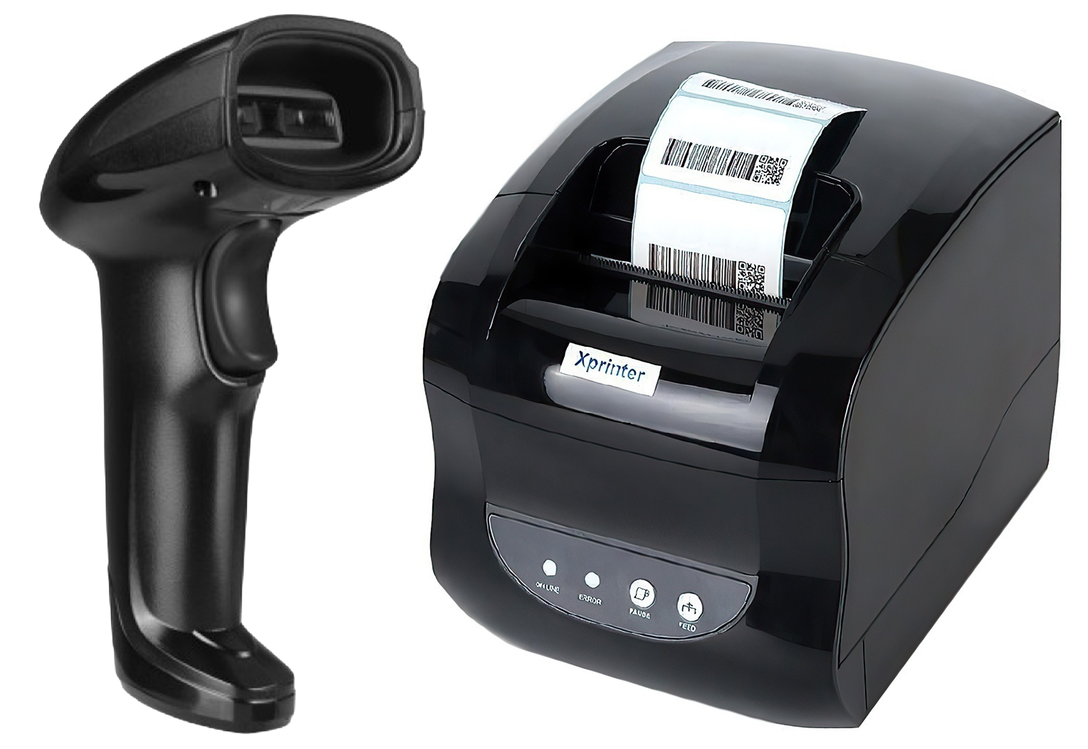 Купить Комплект Xprinter XP-365B (USB, LAN) Черный + SUNTEK 2D Wireless Barcode Scanner (ST1100DW) Black