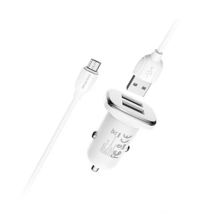 Купить Borofone BZ12m АЗУ 2USB 2.4A для micro USB Белый