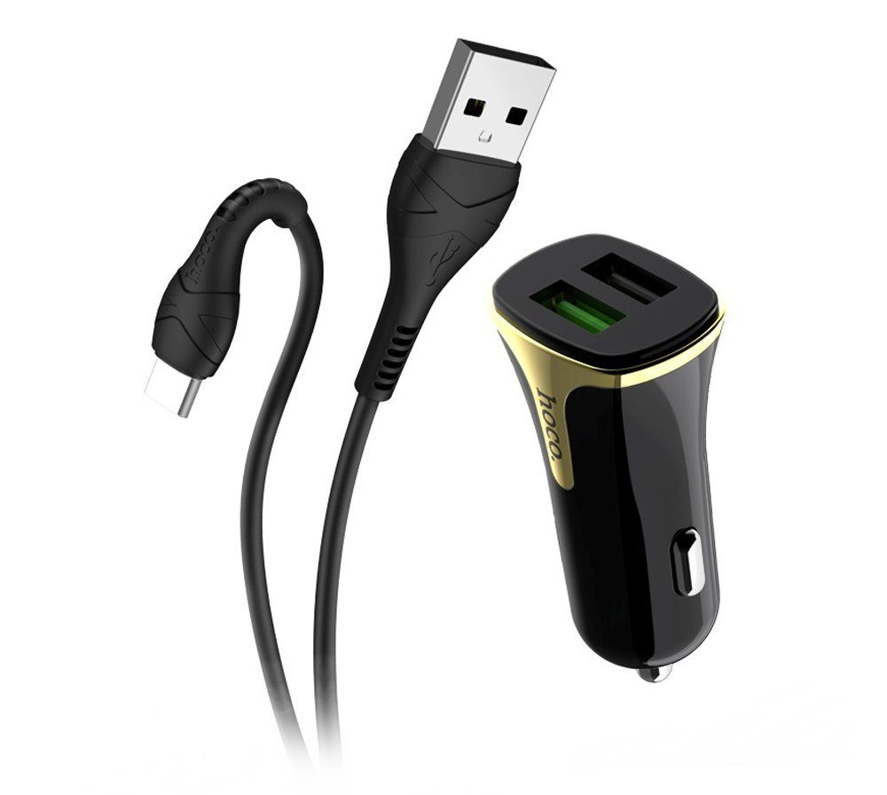 Купить Hoco Z31a АЗУ 2USB 2.4A QC3.0 Быстрая зарядка для Type-C Черный