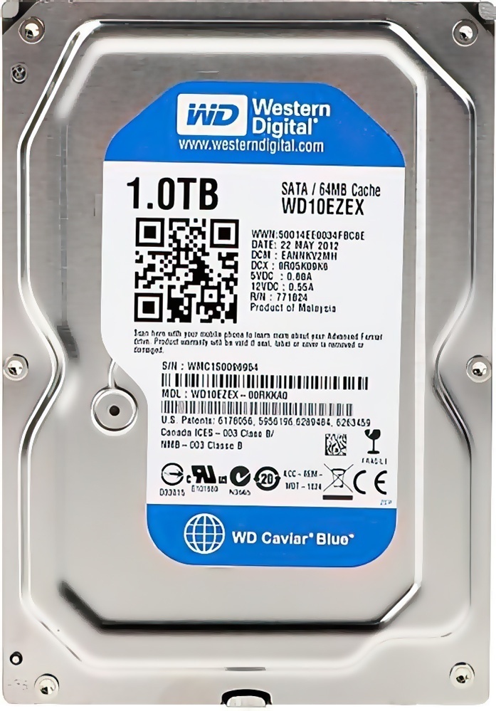 Купить WD Caviar Blue WD10EZEX, 1ТБ, HDD, SATA III, 3.5"