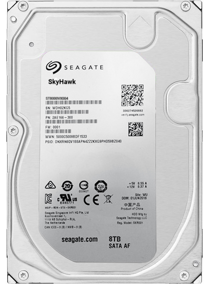 Купить Seagate Skyhawk ST8000VX004, 8ТБ, HDD, SATA III, 3.5"