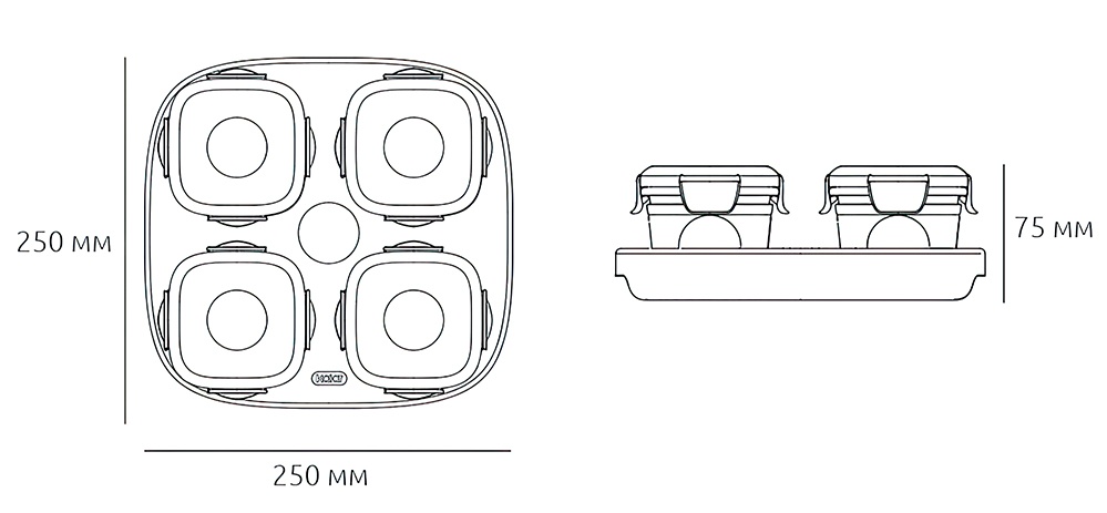 Купить Xiaomi Kalar Food Box Blue (4шт)