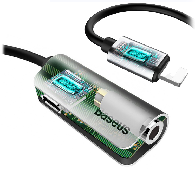 Купить Baseus L32 Lightning Male to 3.5mm + Lightning Female Black-Silver (CALL32-0S)