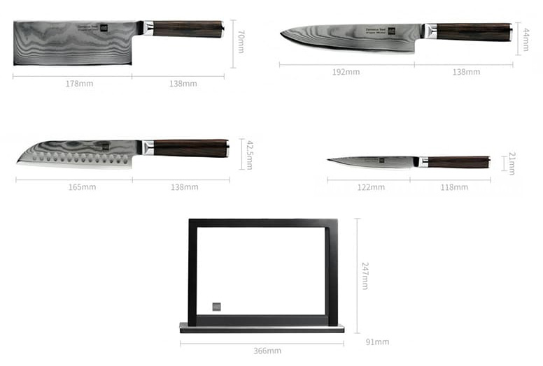 Купить Xiaomi HuoHou Knife Set (HU0073) Fire Damascus Steel 67 Layers HRC60+/-2  