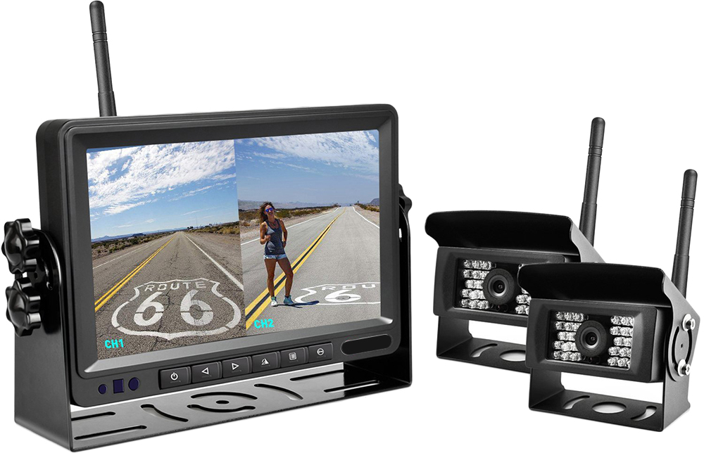 Купить  7” LCD Wireless Reversing Monitor + 2 Wireless Backup Cameras KIT YWD-W1