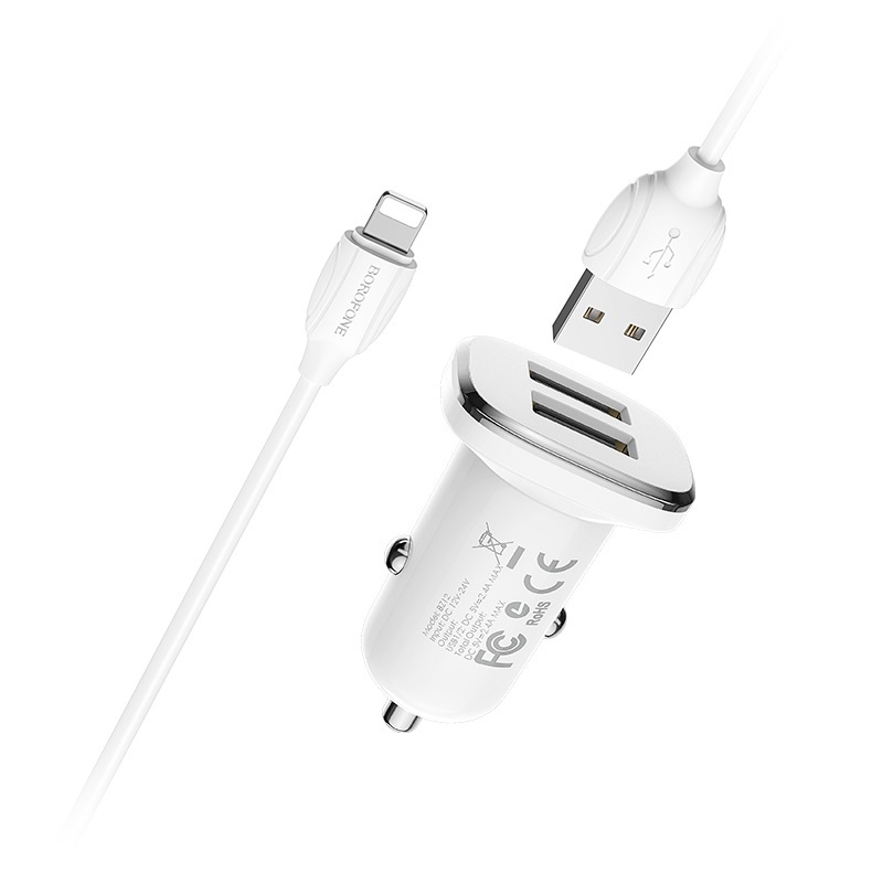 Купить Borofone BZ12i АЗУ 2USB 2.4A для Lightning 8-pin Белый (iPhone)