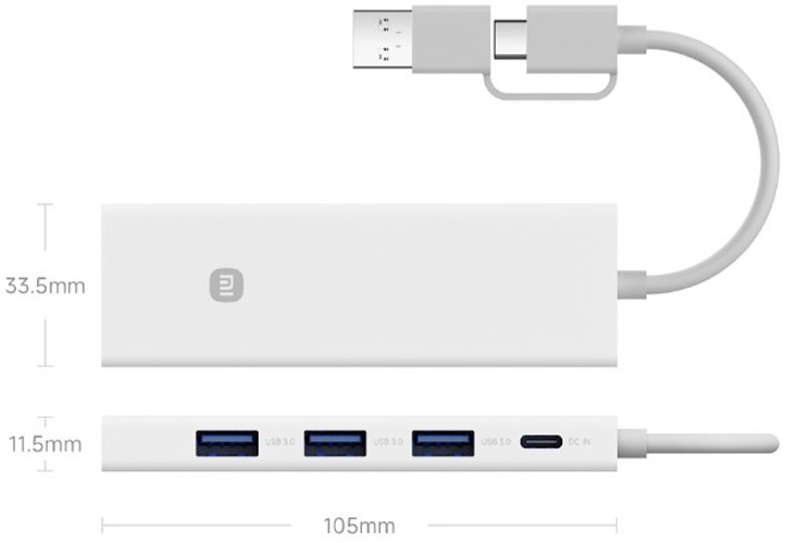 Купить Xiaomi Four-in-One Double-Head Splitter (XMSTFXQ01YM) White