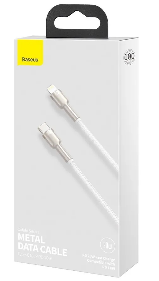 Купить Baseus Cafule Series Metal Data Cable Type-C to iP PD 20W 1m White (CATLJK-A02)
