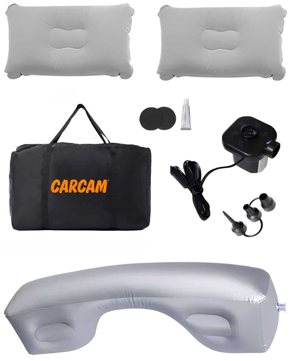 Купить CARCAM Inflatable Auto Airbed, Two Pillows, Auto Air Pump, Repair Kit, 175x155 cm. (CCMTE134) Gray