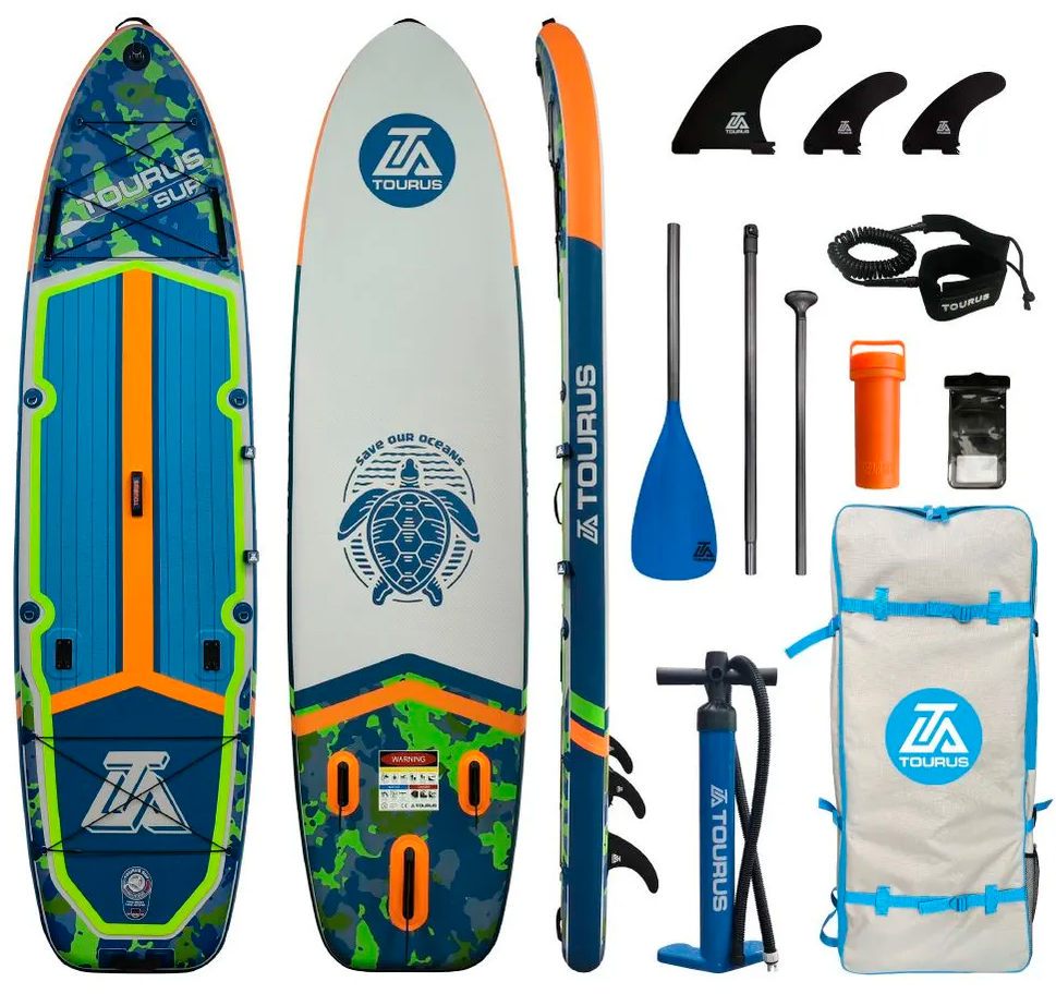 Купить Tourus Inflatable SUP Board 350×91.5×15cm Camouflage Blue and Green, TS-AB01