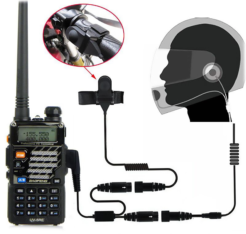 Купить BAOFENG Helmet Kit Full Face Motorcycle Headset Earpiece Mic, 2 Pin K-plug