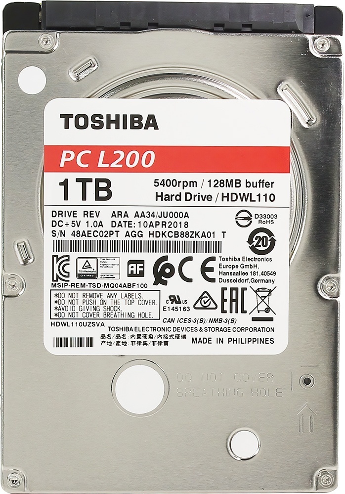 Купить Toshiba L200 Slim HDWL110UZSVA, 1ТБ, HDD, SATA III, 2.5"