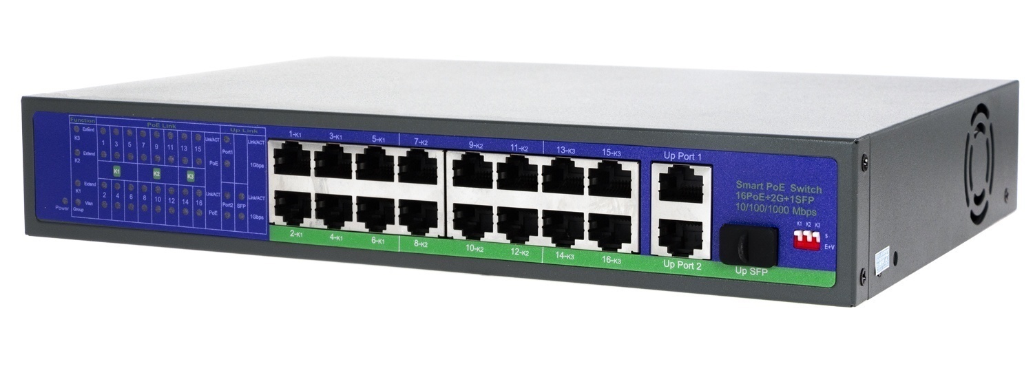 Купить CARCAM Standard 16+2+1 Uplink Gigabit AI PoE Switch (ССF1621GBLC)