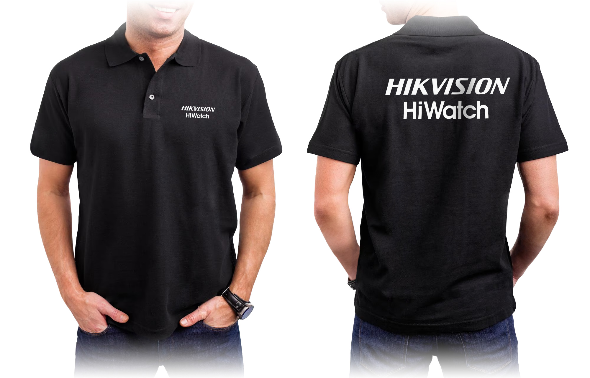 Купить Hikvision/Hiwatch Рубашка с воротником поло черная, XXL