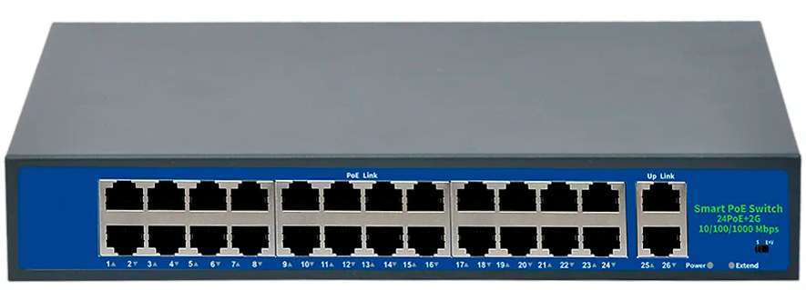 Купить CARCAM Standard 24+2 Uplink Gigabit AI PoE Switch (ССF2420GBLC)