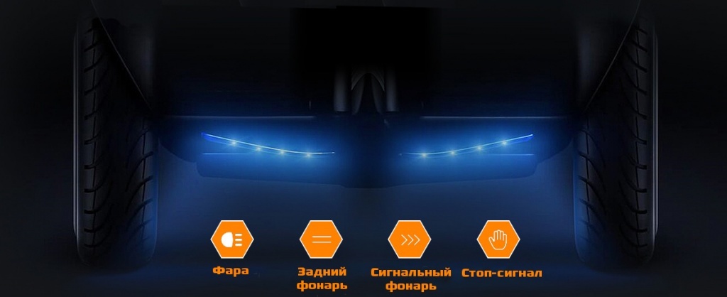 Мини-сигвей Xiaomi Ninebot Mini PRO белый - задняя подсветка