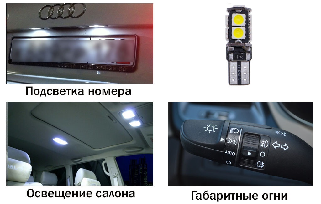 Габаритная светодиодная лампа CARCAM T10-9-5050 CANBUS