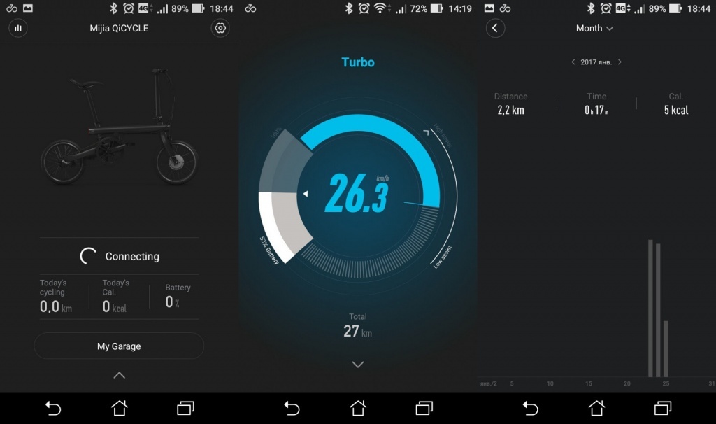 Приложение для iOS и Android электровелосипеда Xiaomi QiCycle