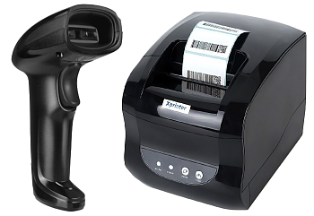 Купить Комплект Xprinter XP-365B (USB, LAN) Черный + SUNTEK 2D Wireless Barcode Scanner (ST1100DW) Black