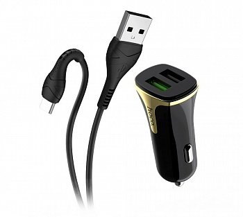 Купить Hoco Z31a АЗУ 2USB 2.4A QC3.0 Быстрая зарядка для Type-C Черный