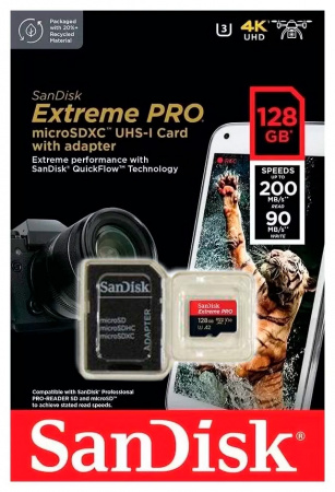 Купить SanDisk Extreme Pro 128GB microSDXC UHS-I with Adapter (SDSQXCD-128G-GN6MA)
