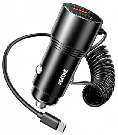 Купить Wekome Pop Digital Series 66W Cabled Fast Car Charger (WP-C51) Black