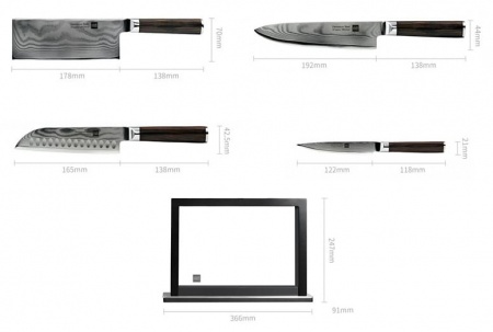 Купить Xiaomi HuoHou Knife Set (HU0073) Fire Damascus Steel 67 Layers HRC60+/-2  