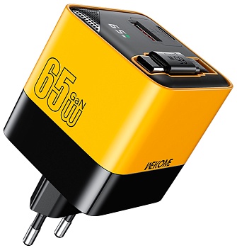 Купить Wekome Infinity Series 65W Charger With Retractable Cable (WP-U39) Yellow