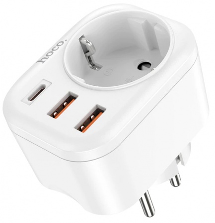 Купить Hoco NS3 2xUSB QC3.0, 18W + Type-C PD20W White