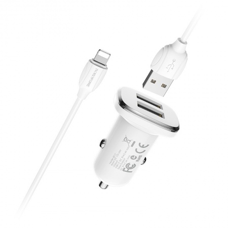 Купить Borofone BZ12i АЗУ 2USB 2.4A для Lightning 8-pin Белый (iPhone)