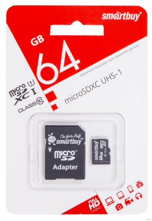 Купить SmartBuy 64GB microSDXC (UHS-1) с адаптером Class10
