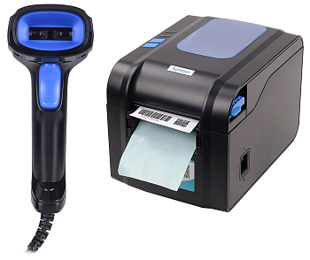 Купить Комплект Xprinter XP-370B (USB) Черный + SUNTEK 2D Wired Barcode Scanner (ST1100D) Blue