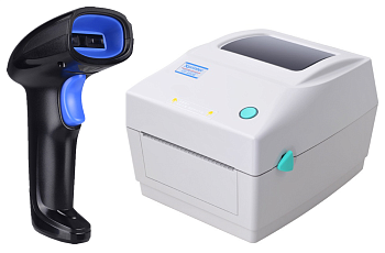 Купить Комплект Xprinter XP-460B (USB, Bluetooth) Белый + SUNTEK 2D Wireless Barcode Scanner (ST1100DW) Blue