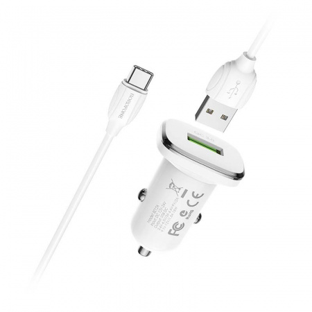 Купить Borofone BZ12Aa АЗУ 1USB 3.0A QC3.0 Быстрая зарядка для Type-C Белый