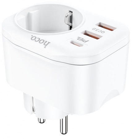 Купить Hoco NS3 2xUSB QC3.0, 18W + Type-C PD20W White